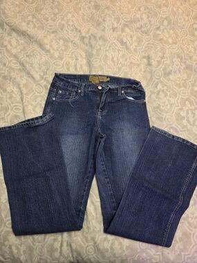 Women's Wide Leg Dark Blue Denim Jeans